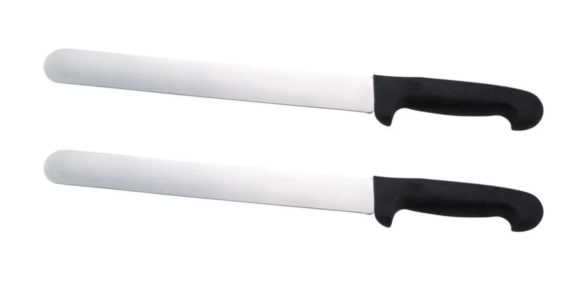 2 x Kitchen Slicing Knives 25cm Black