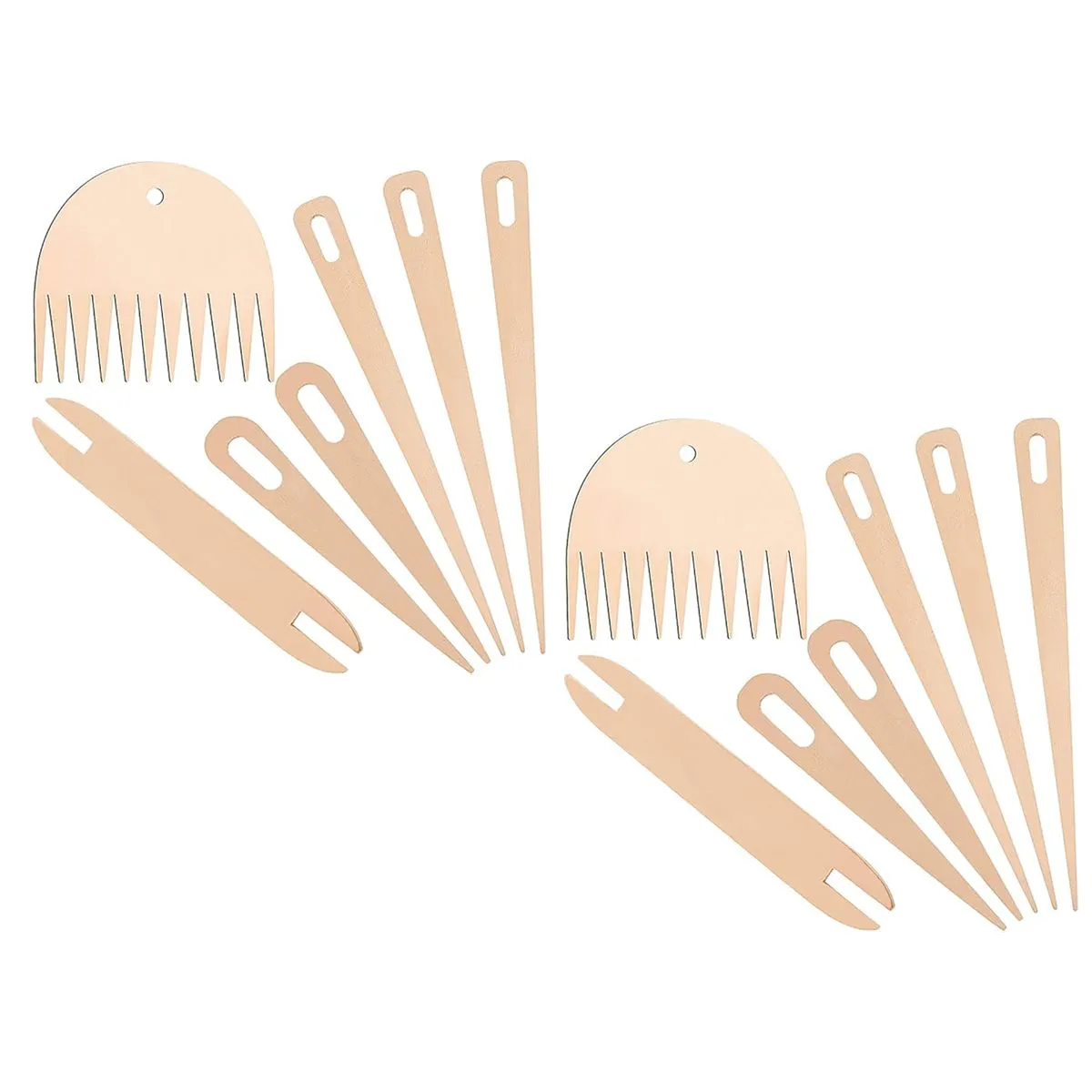14 Pieces Wood Hand Loom Stick Set with Weaving Comb for Knitted Crafts DIY