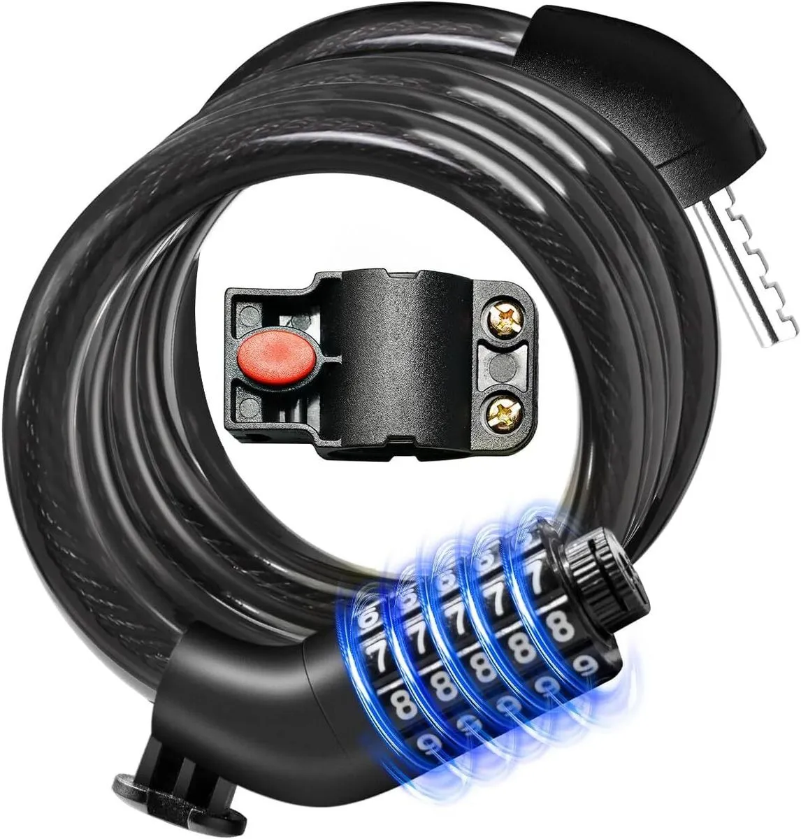 5-Digit Combination Bike Lock - High Security Braided Cable (4ft x 1/2in)