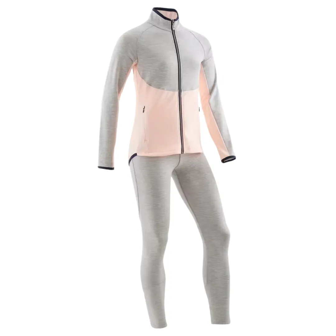 Domyos Kids' Breathable Tracksuit S500 - Grey/Pink