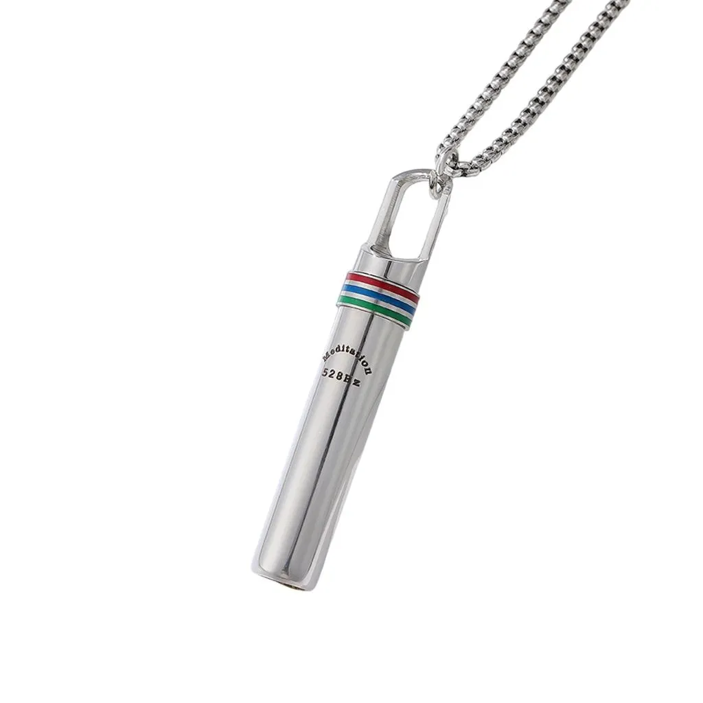 528Hz Low Frequency Sound Meditation Breathing Relief Necklace - Steel