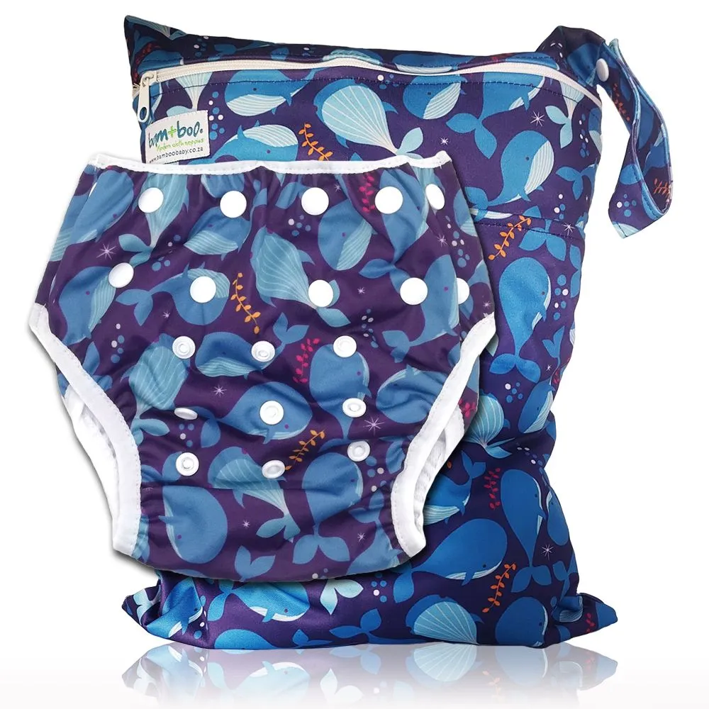 Wetbag & Swim Nappy Combo - Moby - Large