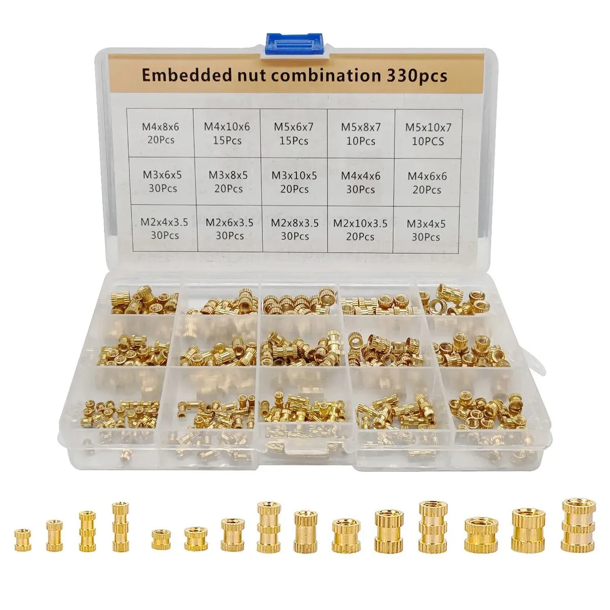 330 Pcs Brass Threaded Insert Nuts M2 M3 M4 M5 For 3D Printing Part