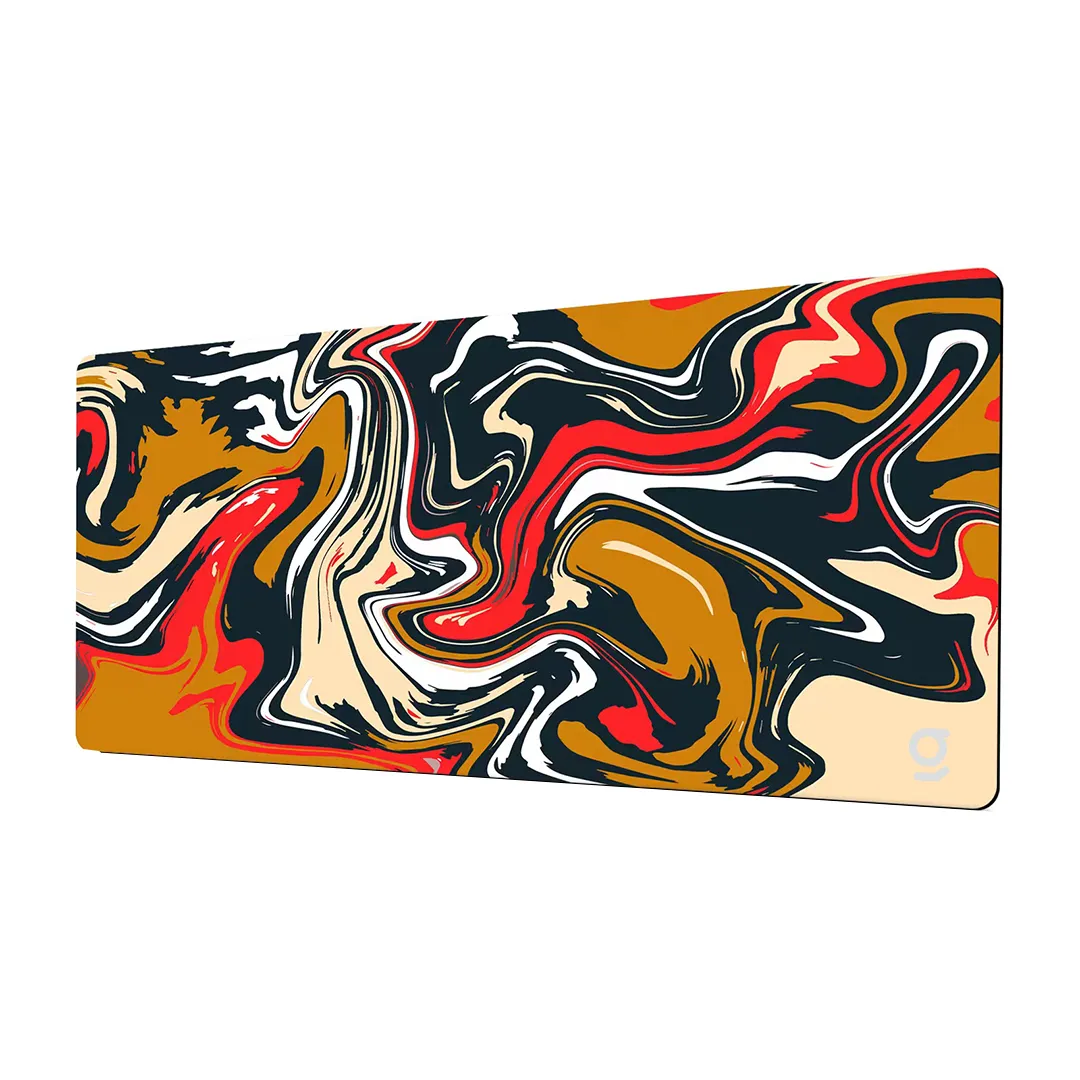 GNH XXLarge Size Anti-Slip Gaming/Office Mouse Pad - Brown, Orange, Red & White Liquid
