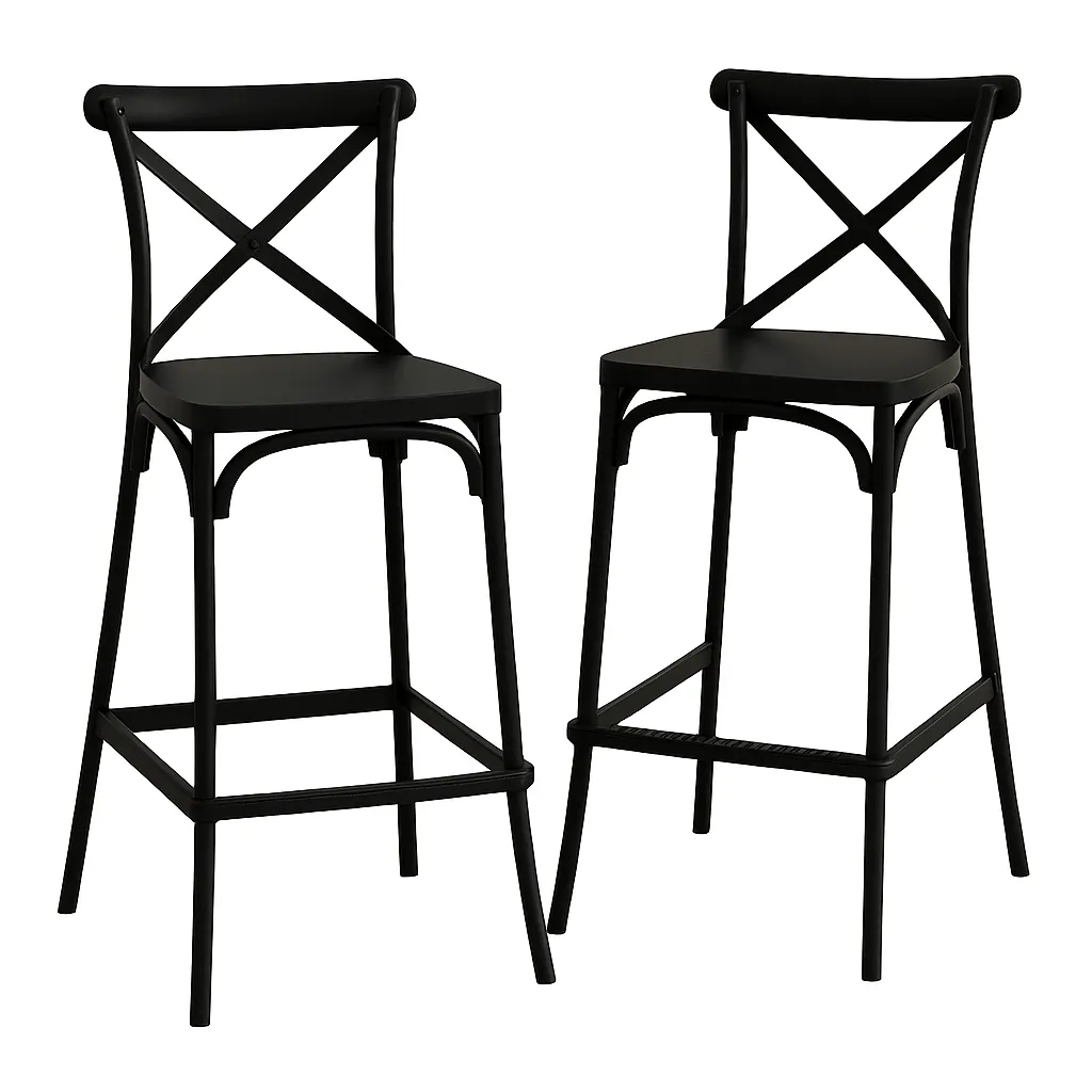 Modern Vintage Bar Stool Set - 2 Pieces Outdoor Garden Chairs