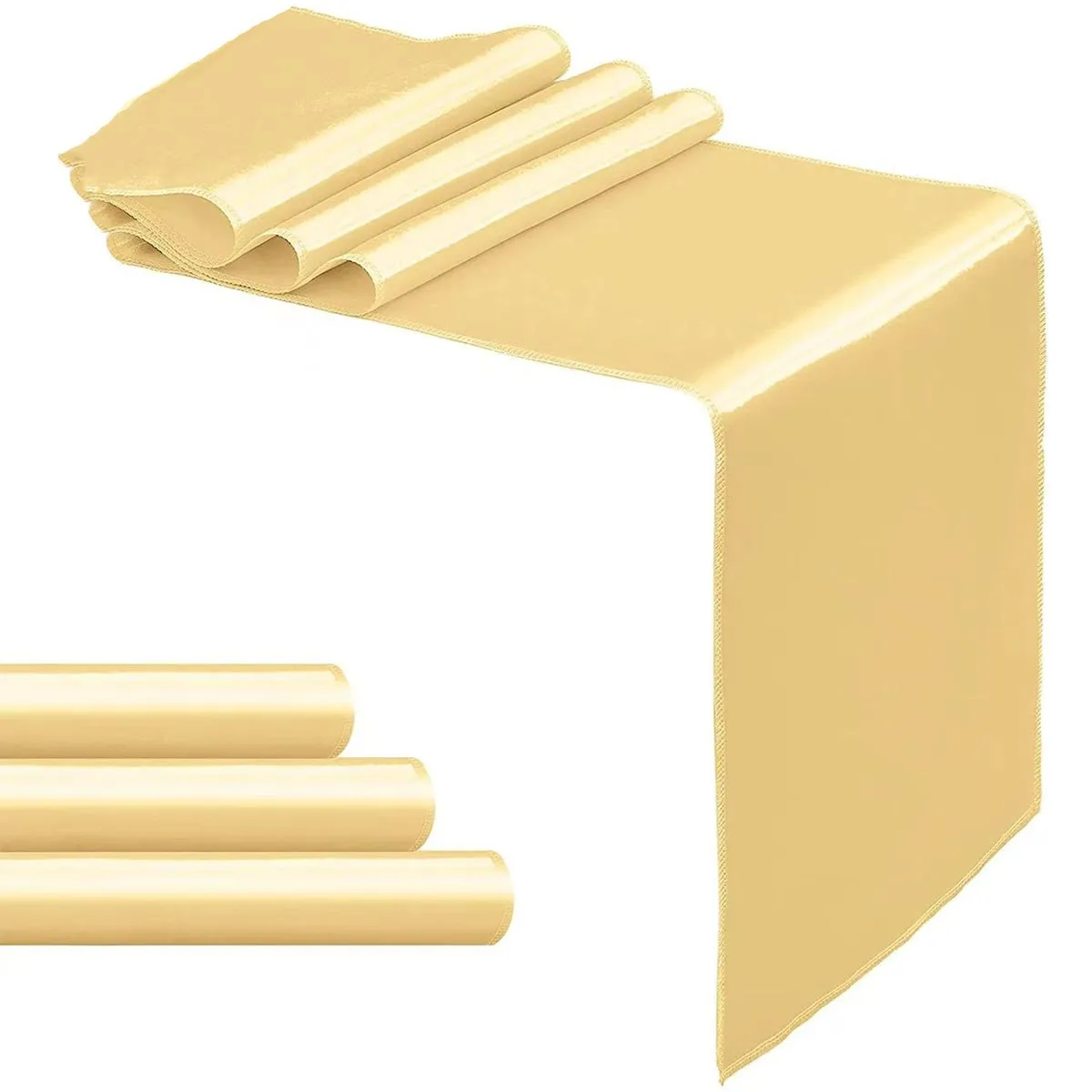 6 Pieces Satin Table Runner 12 x 108 Inch Shimmer Table Centerpiece Cloth - Gold