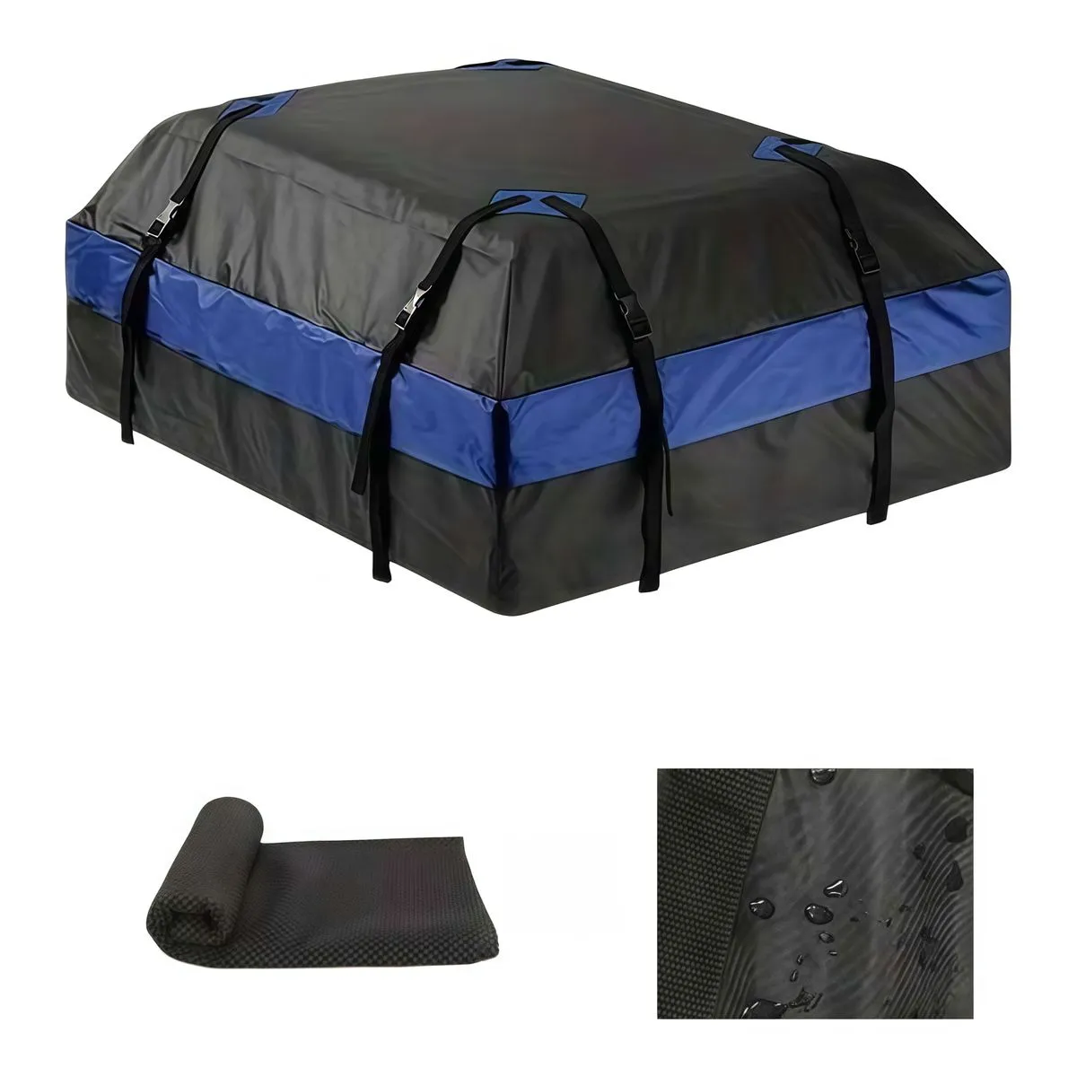 Roof Top Cargo Bag - 425L Waterproof Rooftop Luggage Carrier with Mat Black