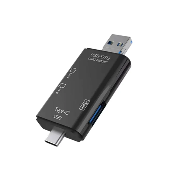 6 In 1 Card Reader PC Mobile Converter TF SD High Speed Transfer Adapter - Black