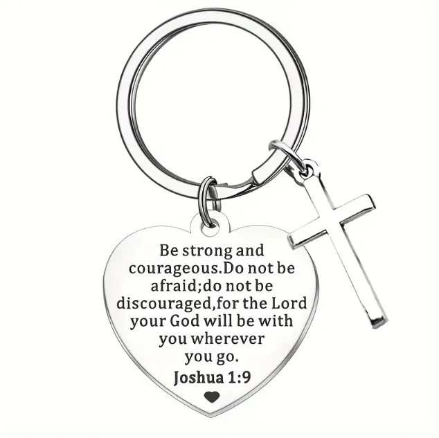 Cross Bible Verse Keychain - Joshua 1:9 Charm | FaithStyle