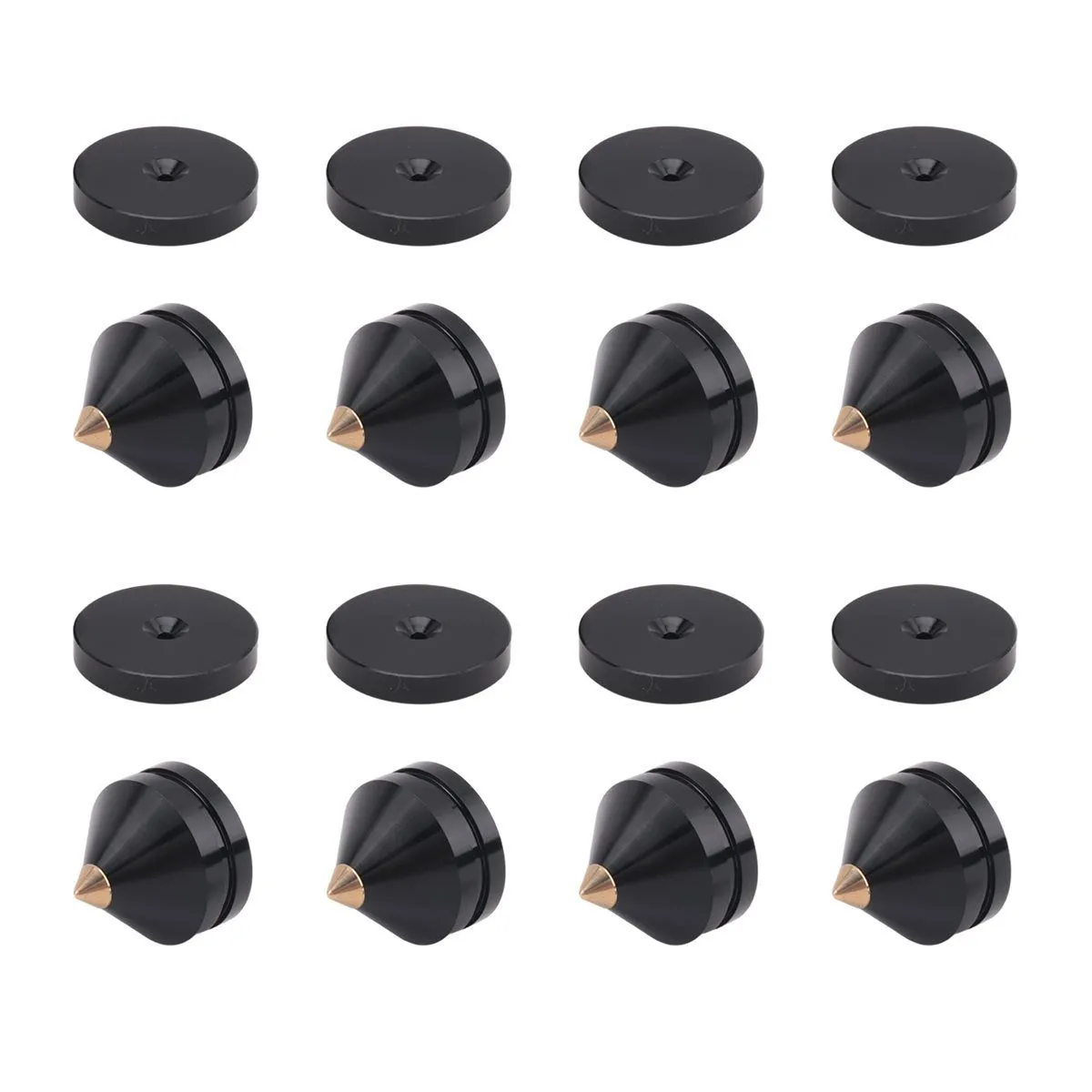 8 Set Speaker Stand Feet Foot Pad Spikes Cone Floor Nail Black