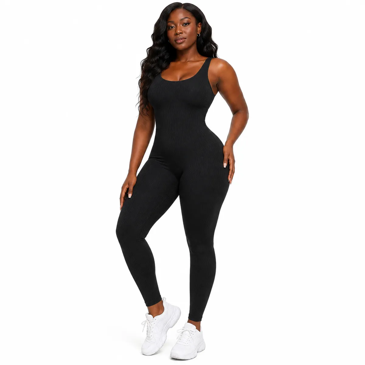 Seamless Women Ribbed Stretch Unitard Jumpsuit