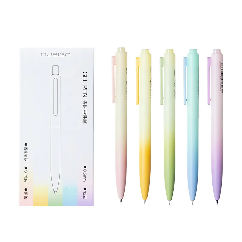 DELI 12PCS Black Gel Pens NUSIGN 0.5mm Fine Tip Smooth Writing Set