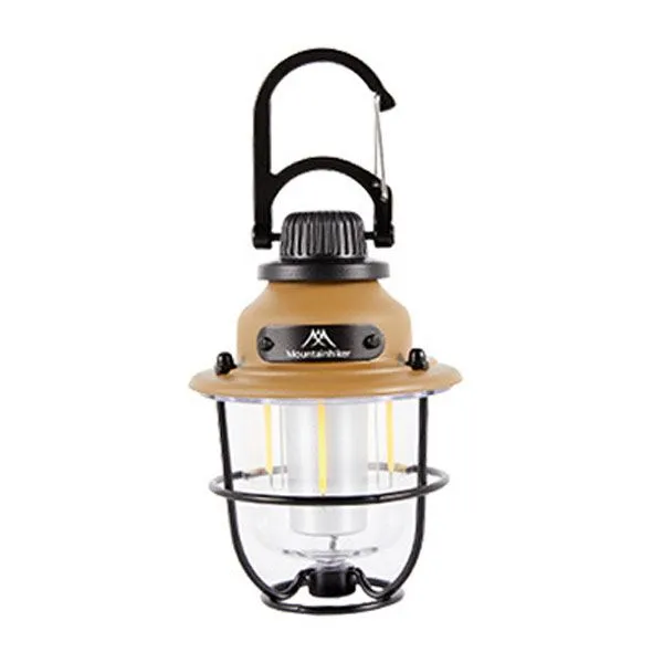 Outdoor Camping Light Portable Rechargeable Tent Lantern with Hook Brown