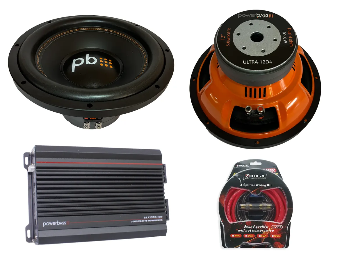 Powerbass ULTRA-12D4 12" DVC 20000W Dual Bass Combo