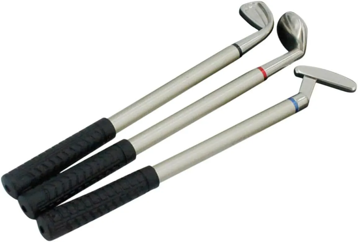 Metal Golfing Ballpoint Pen Set of 3 Lifelike Office Stationery for Men
