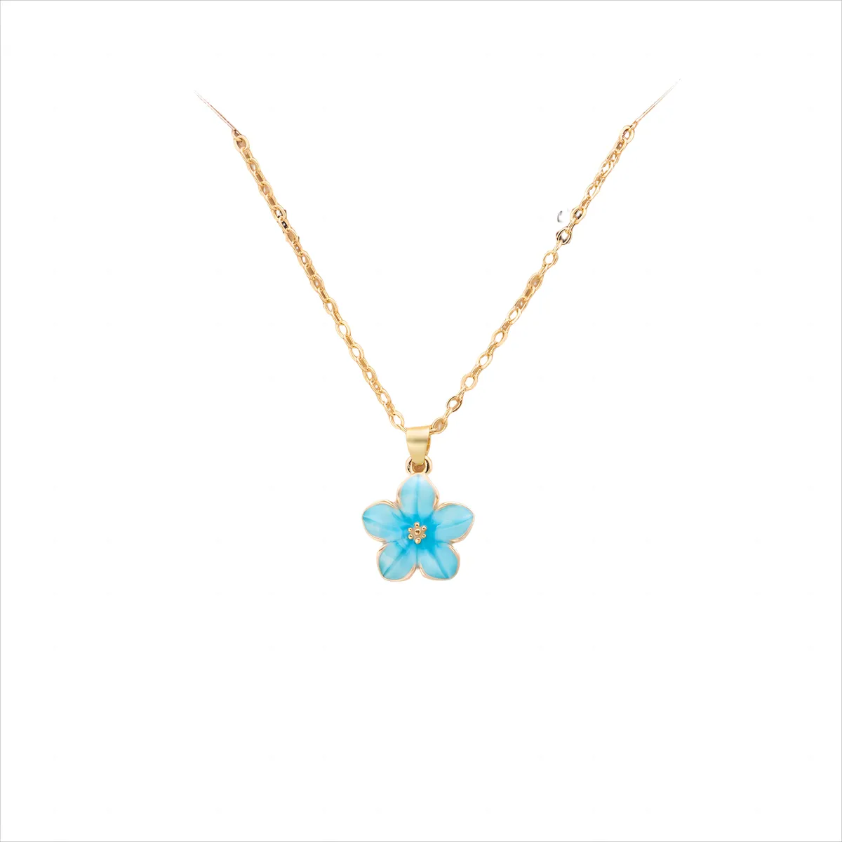 Small Flower Necklace New Bohemian Style Necklace Forest Girl Accessories - Pendant Blue
