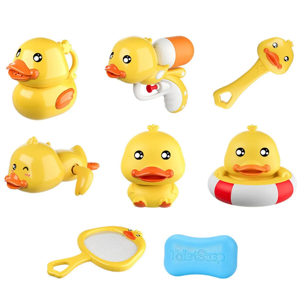 Baby Bath Duck Toys, Kids BathtubSet, Floating Rubber Ducks Toys 8Pcs