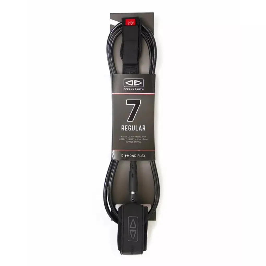 Ocean & Earth Surfboard Leash Diamond Flex Regular - 6ft - Black