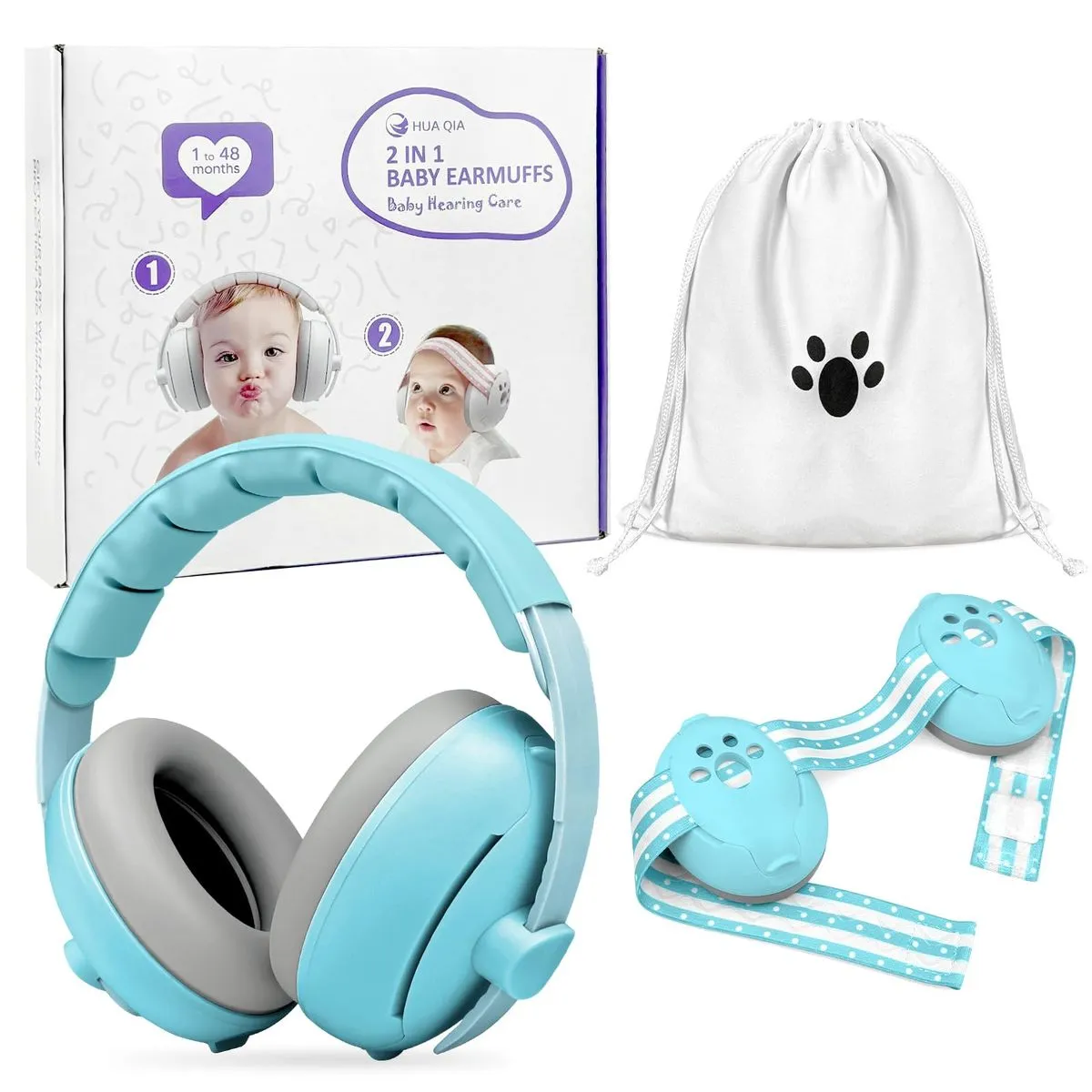 Baby Noise Reduction Earmuffs with Adjustable Headband Blue