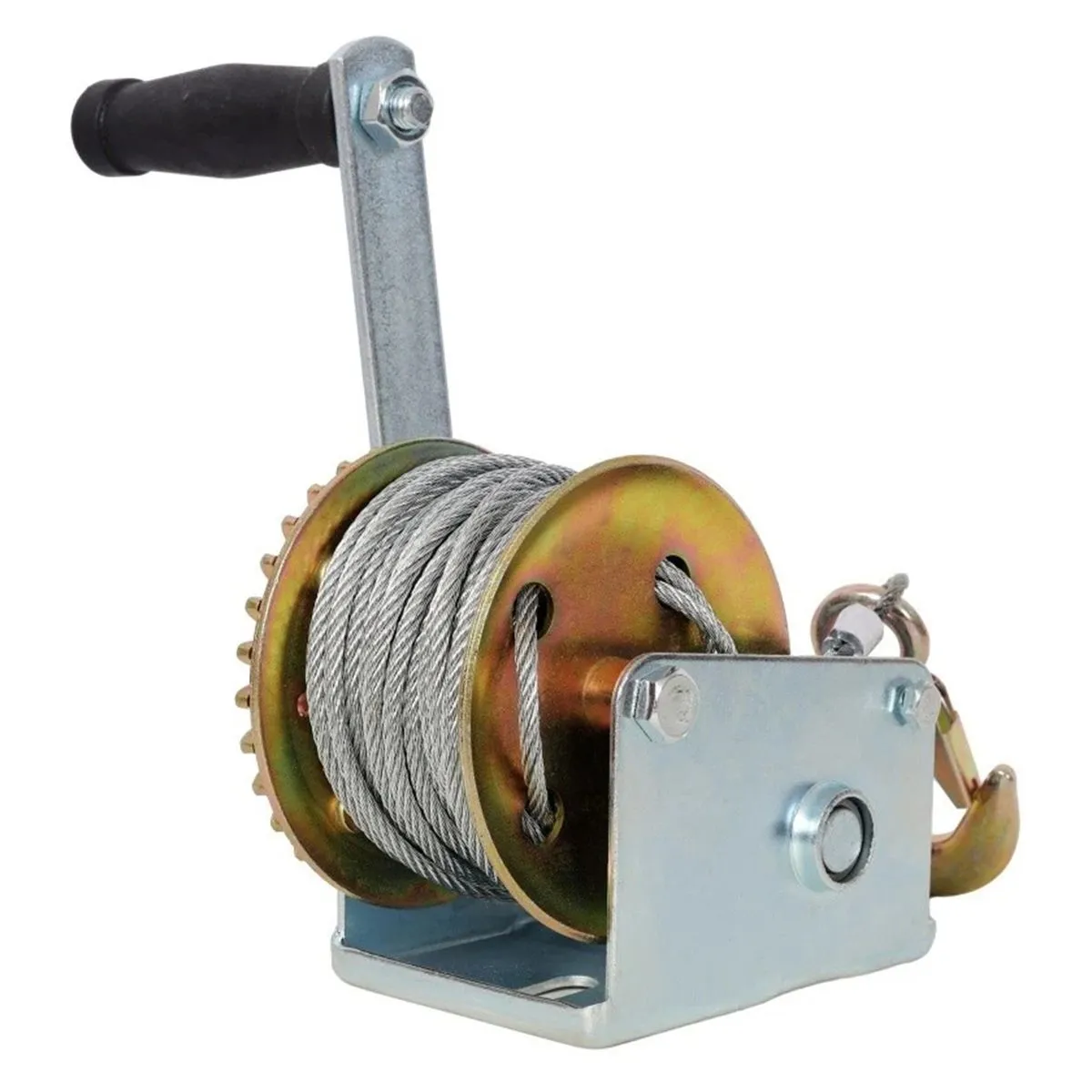 8M-2500lbs Manual Hand Crank Winch Galvanized Steel Cable Heavy-Duty Zinc