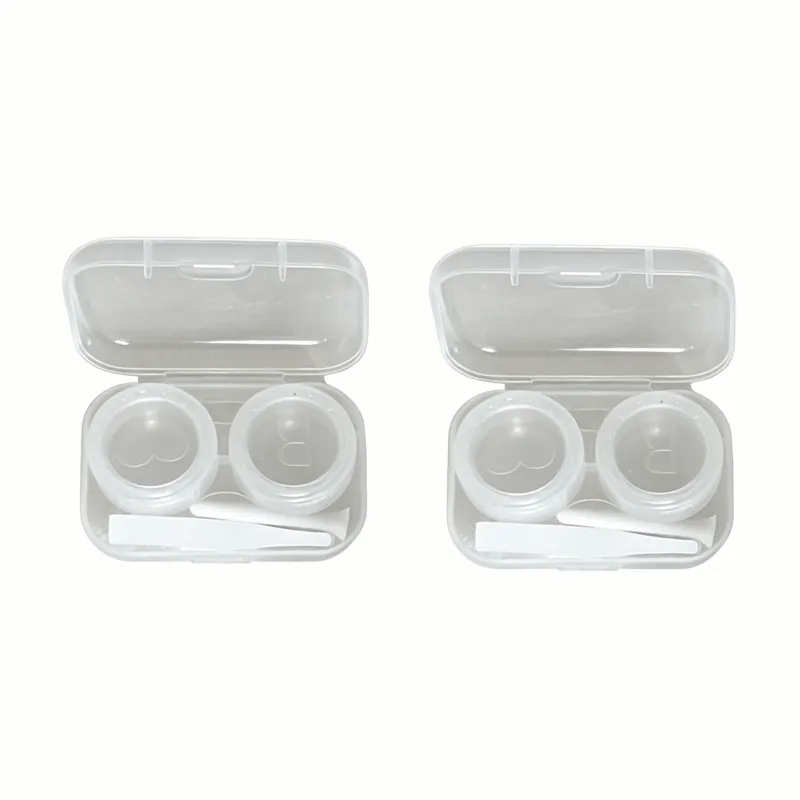 2 Pack Portable Pe Contact Lens Case Set, Colored Lens Container