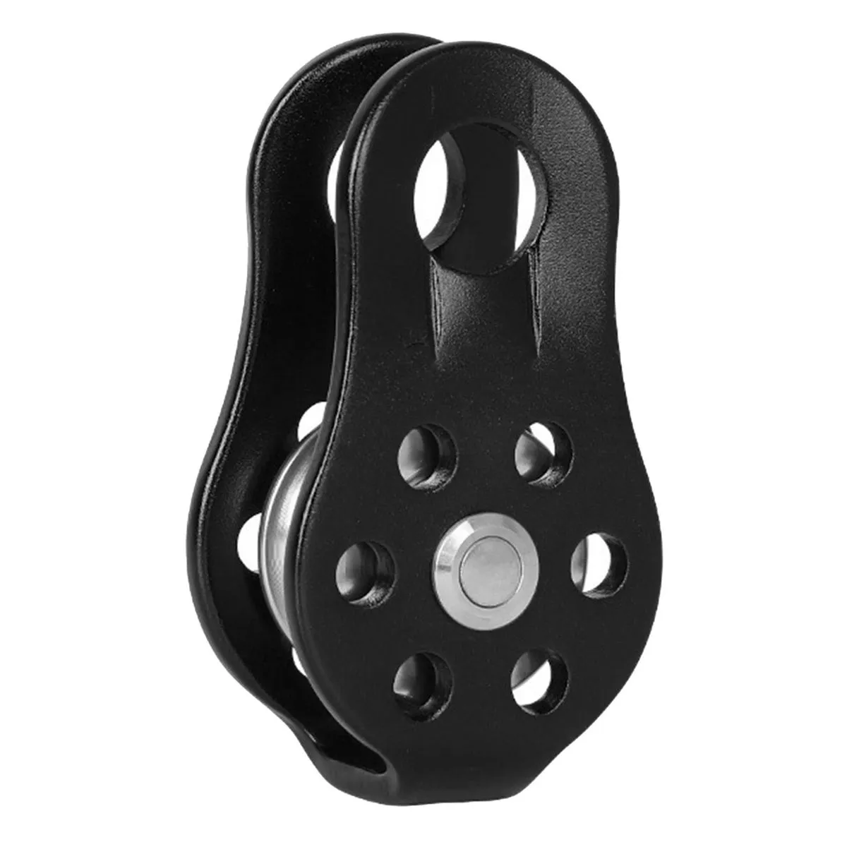 Black Aluminum Micro Pulley for Climbing Work