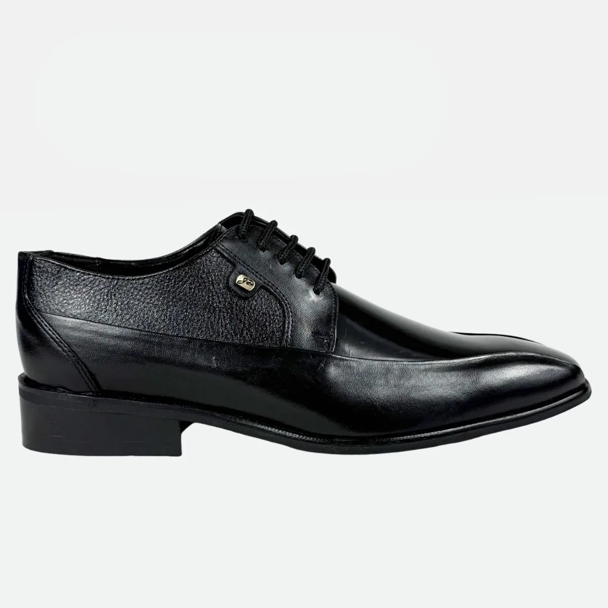 John Drake Black Leather Tramline Lace-Up Shoe - Classic Formal Dress Shoe