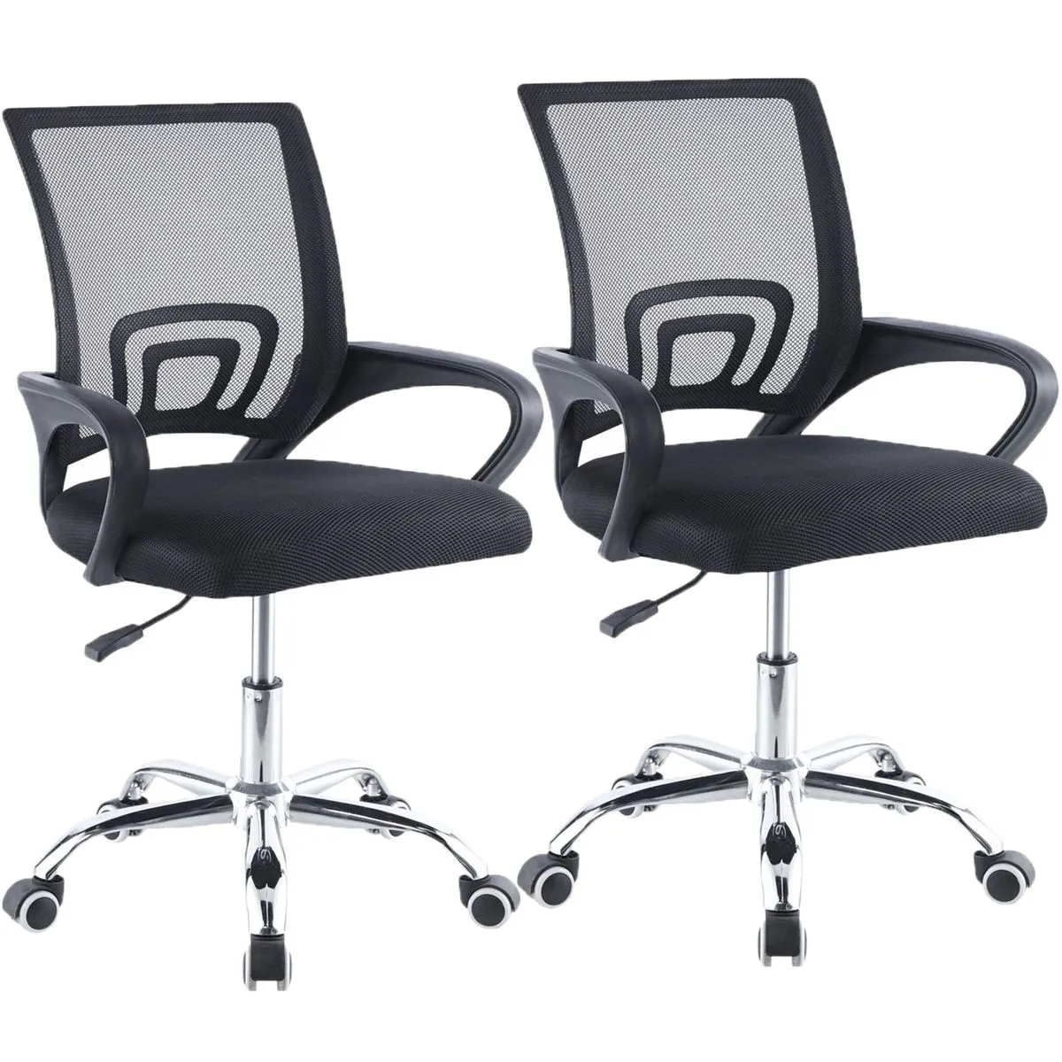 Office Chairs - Mesh Fabric Mid-Back -2 Pack -Black Colour
