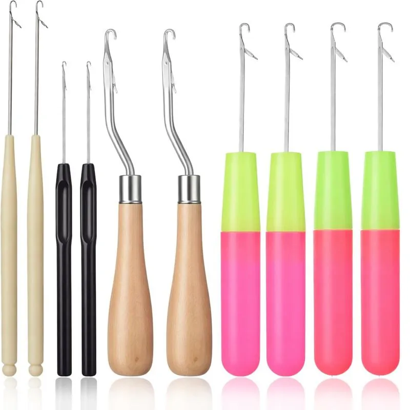 10 Pcs Crochet Needles Set, Small Bent Crochet Hooks