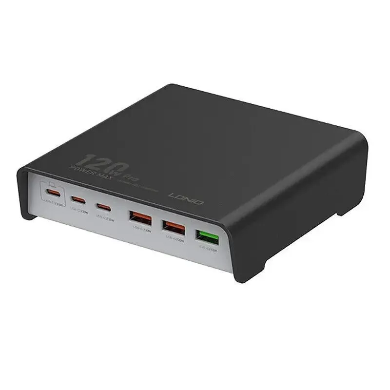 120W Super Fast Charging Adapter with 6 Charging Ports LDNIO- Q605 - Black