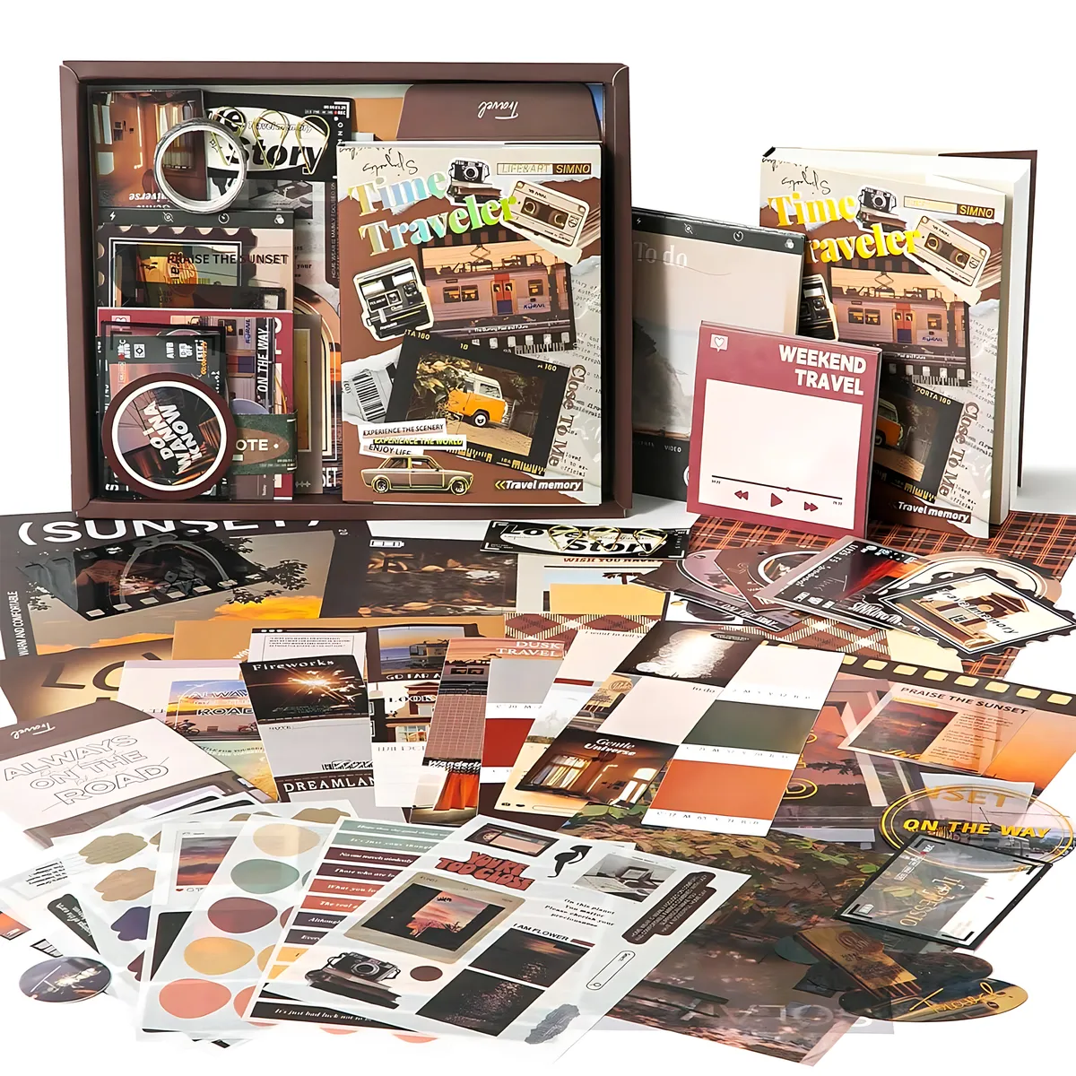 Scrapbook Kit Bullet Journal Kit Journaling Supplies Birthday Craft Gift - Brown Set