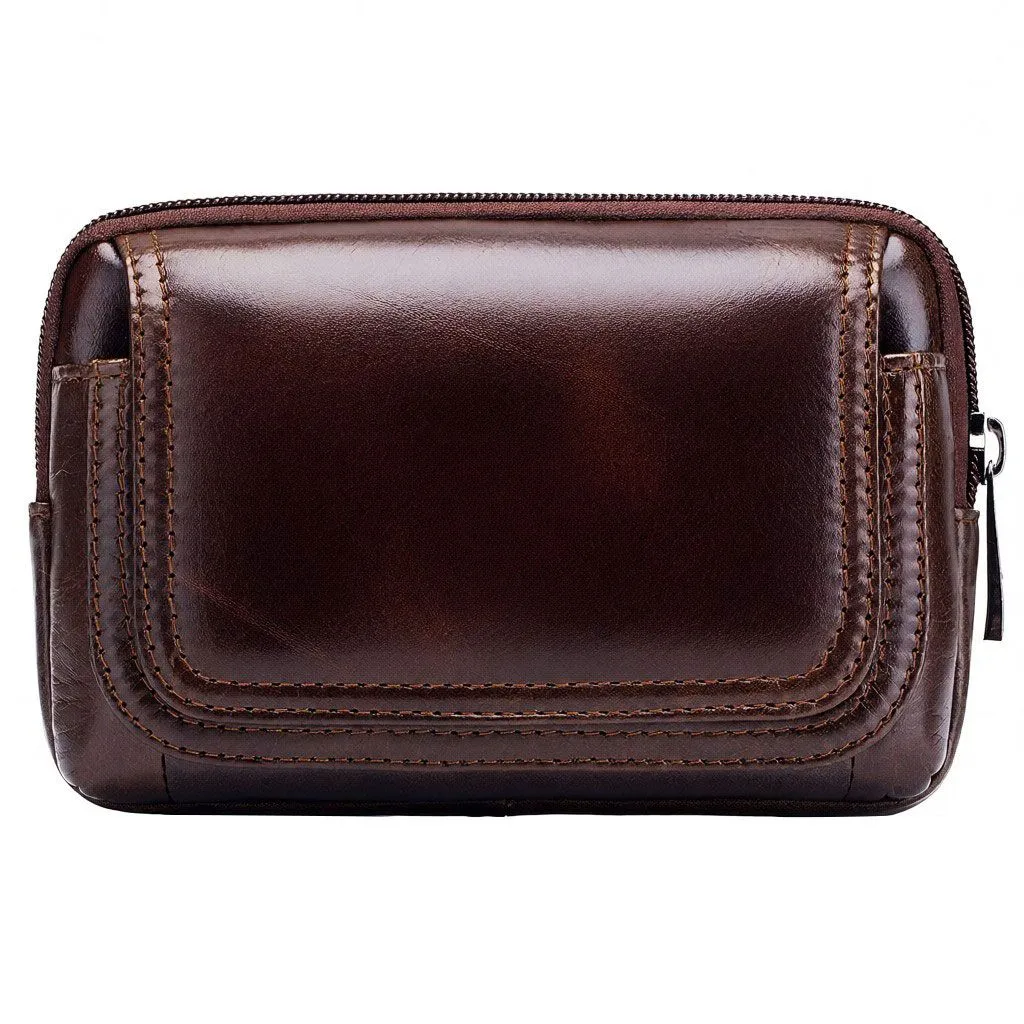Men Leather Belt Pouch Waist Bag Fanny Pack Phone Pouch with Belt Loop
