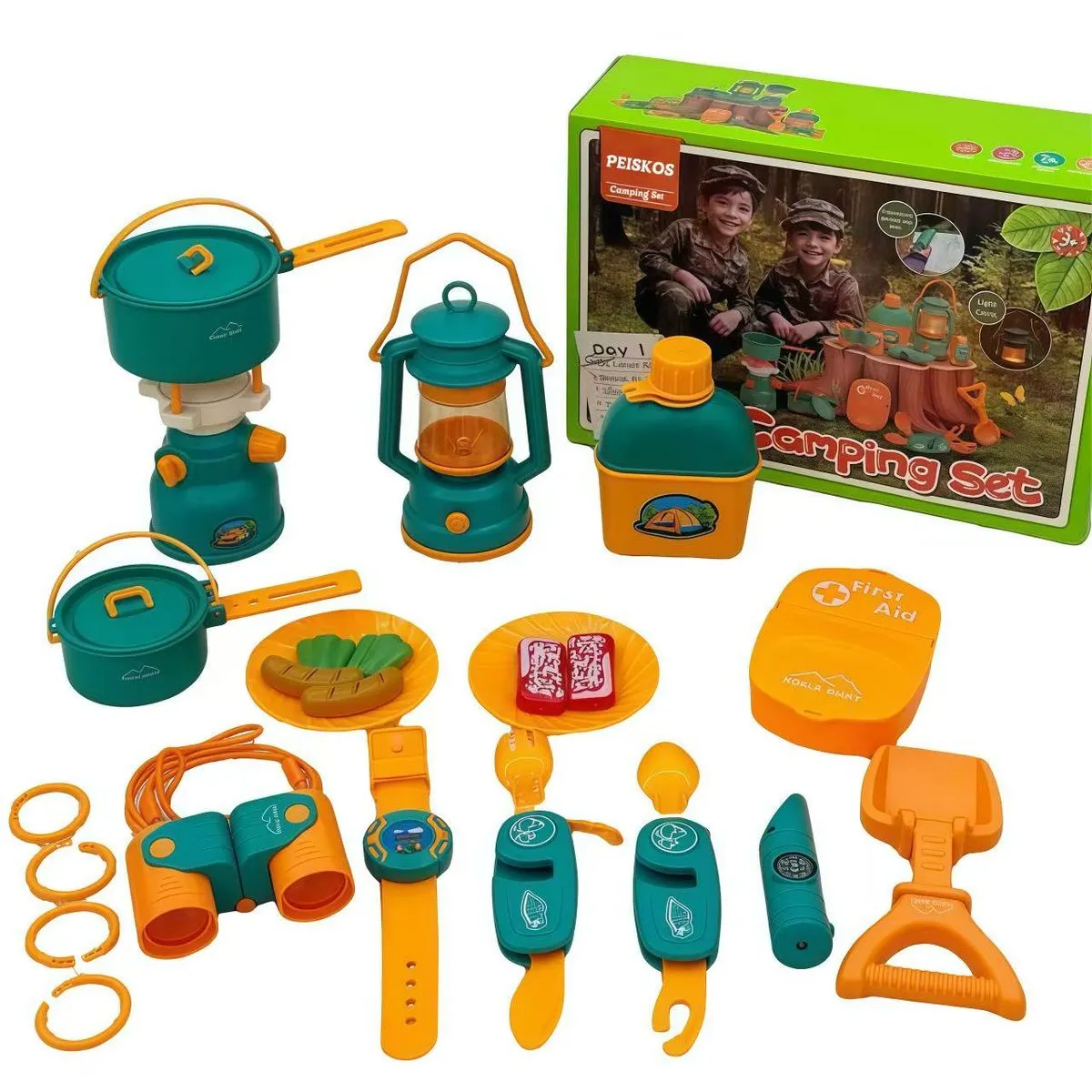 PEISKOS Camping Set Outdoor Toys with Watch Shovel Lamp Idea Gift for Kids