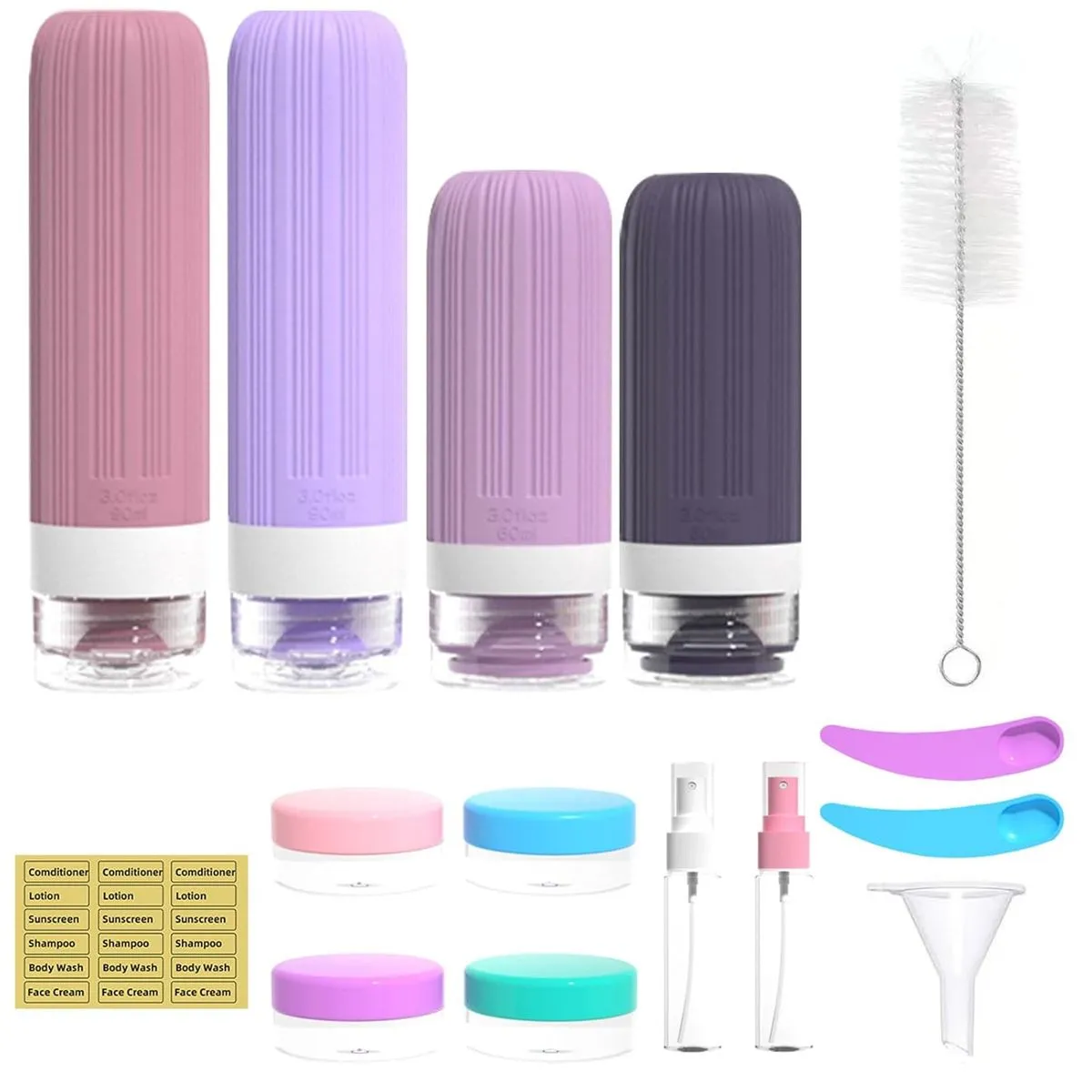 Travel Bottles for Toiletries - Silicone Travel Bottles Set - 18 Piece