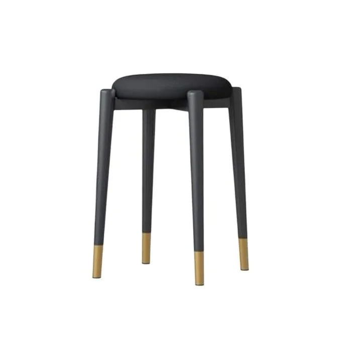 Luxury Lightweight Stools for Home Round velvet Stools - Black