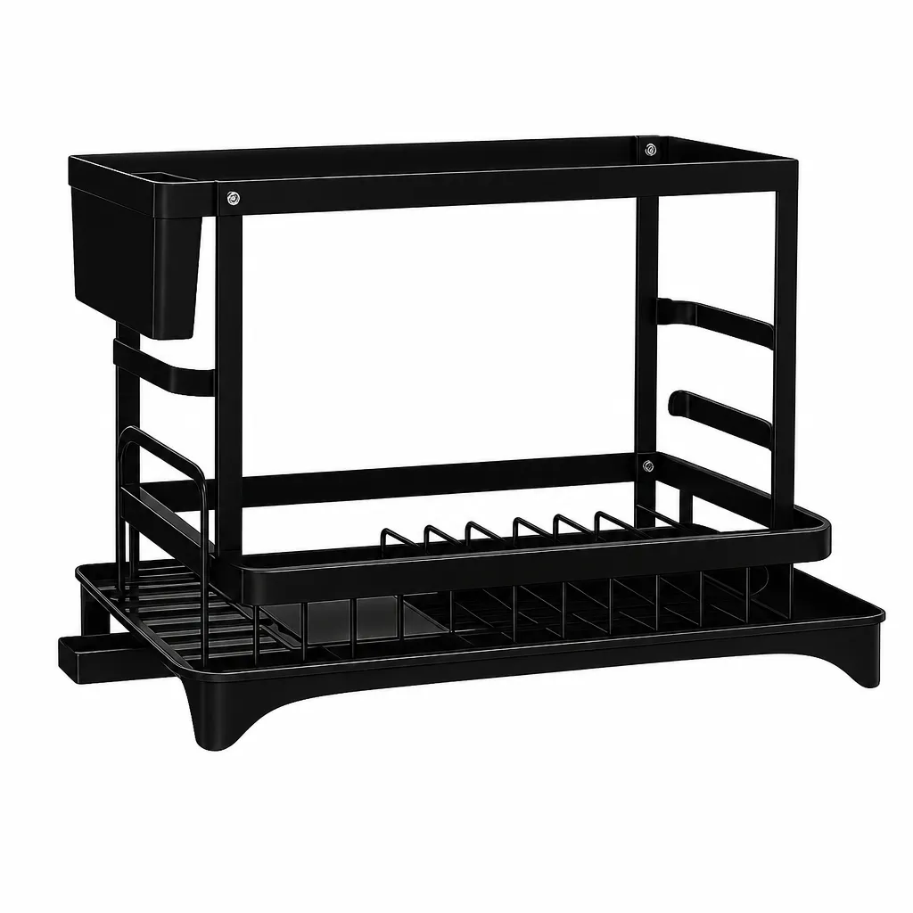 Dish Rack Utensil Holder with Knife and Tool Storage Black Finish