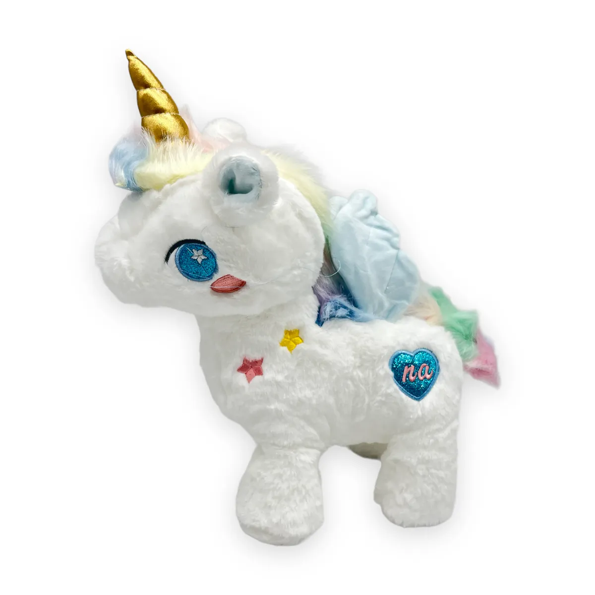 Toys and Beyond - Rainbow Heart Unicorn - Teddy Bear Plush Toy - Blue Rainbow 