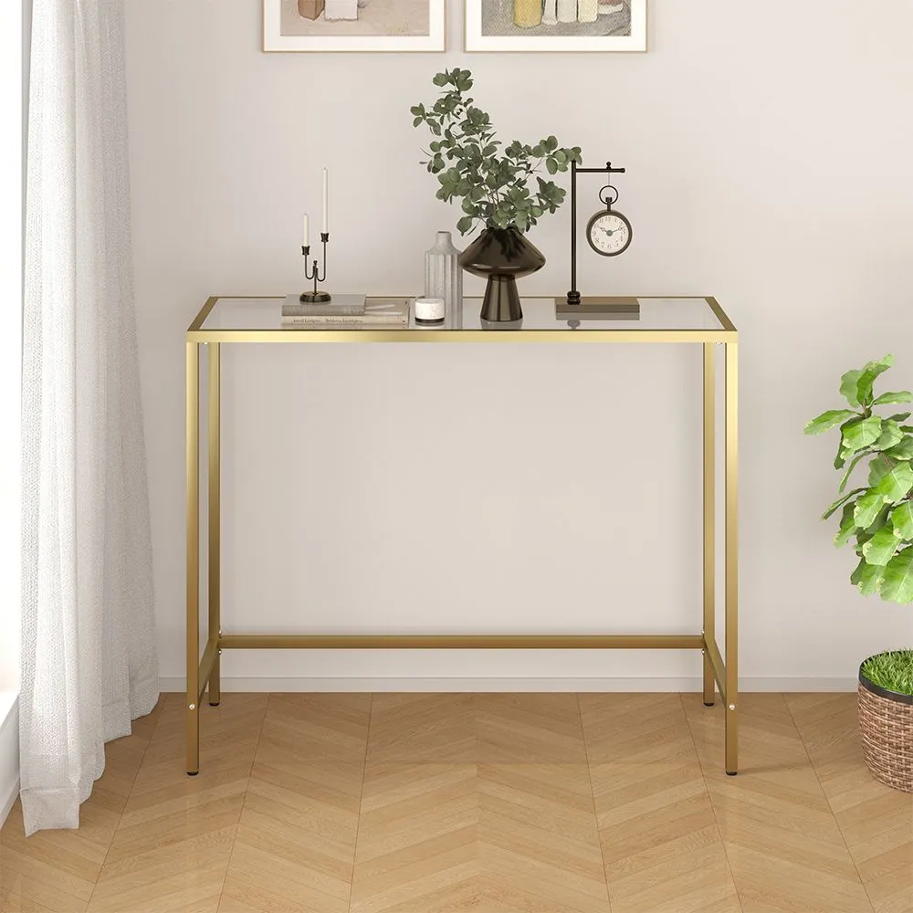 Anchor Hallway Console Tempered Entrance Entry Hall Glass Top Table - Gold