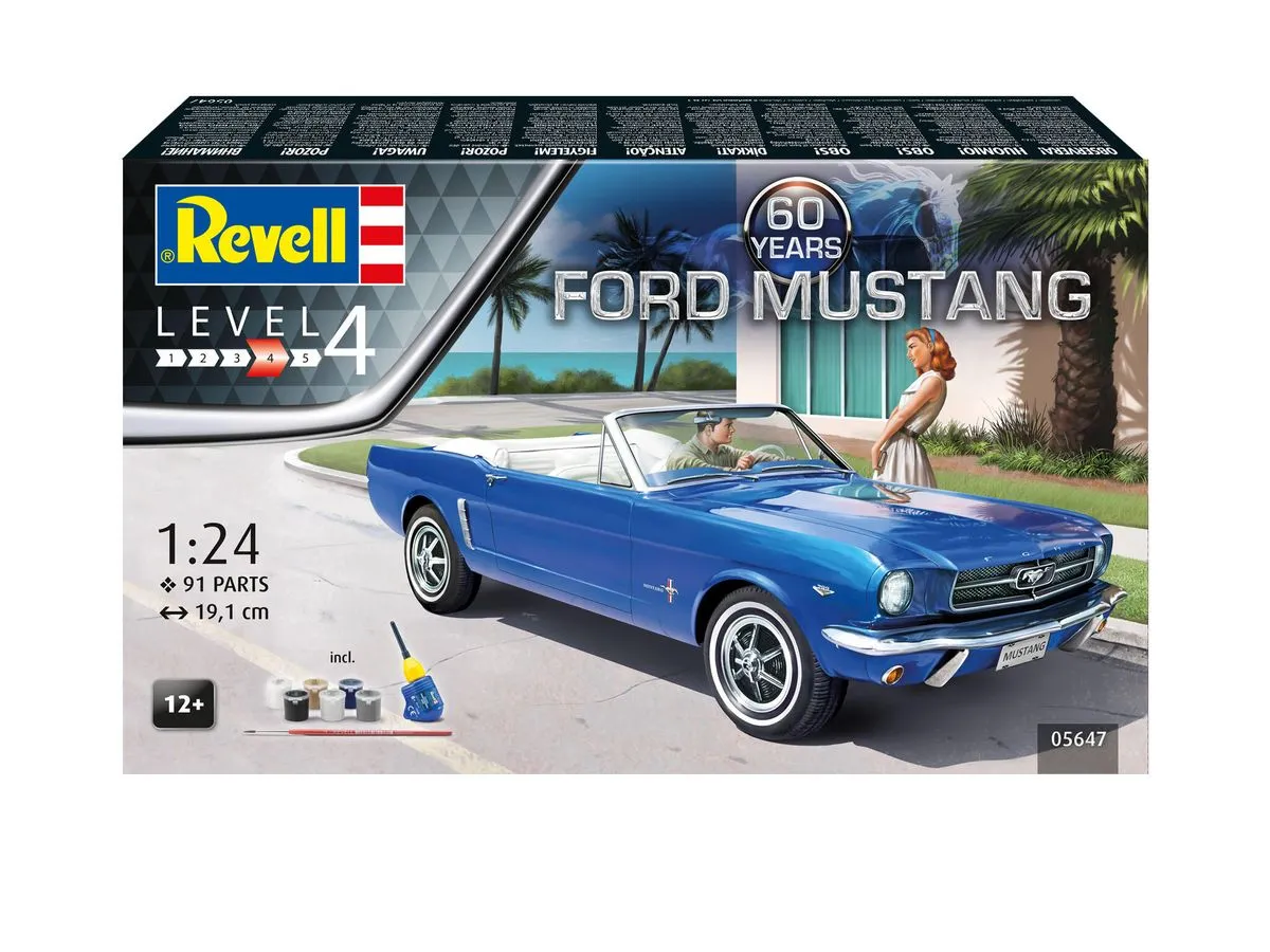 Revell 1/24 "60th Anniversary Ford Mustang" Model Kit w/Paints,Glue & Brush