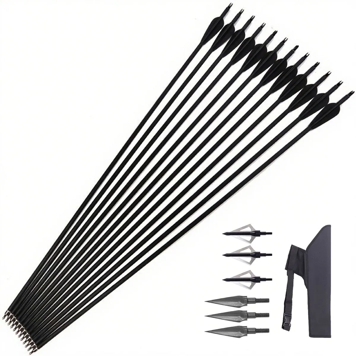 Carbon Arrows for Compound & Recurve Bow - Set of 19 - L31.5", D7.8mm