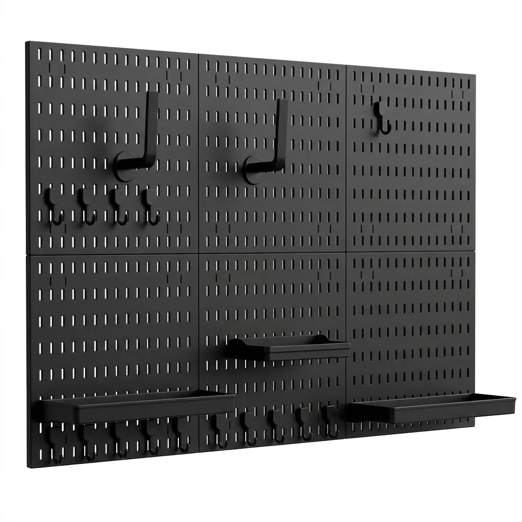 Pegboard Combination Kit - Wall Mount Display Panel with Hooks - Black