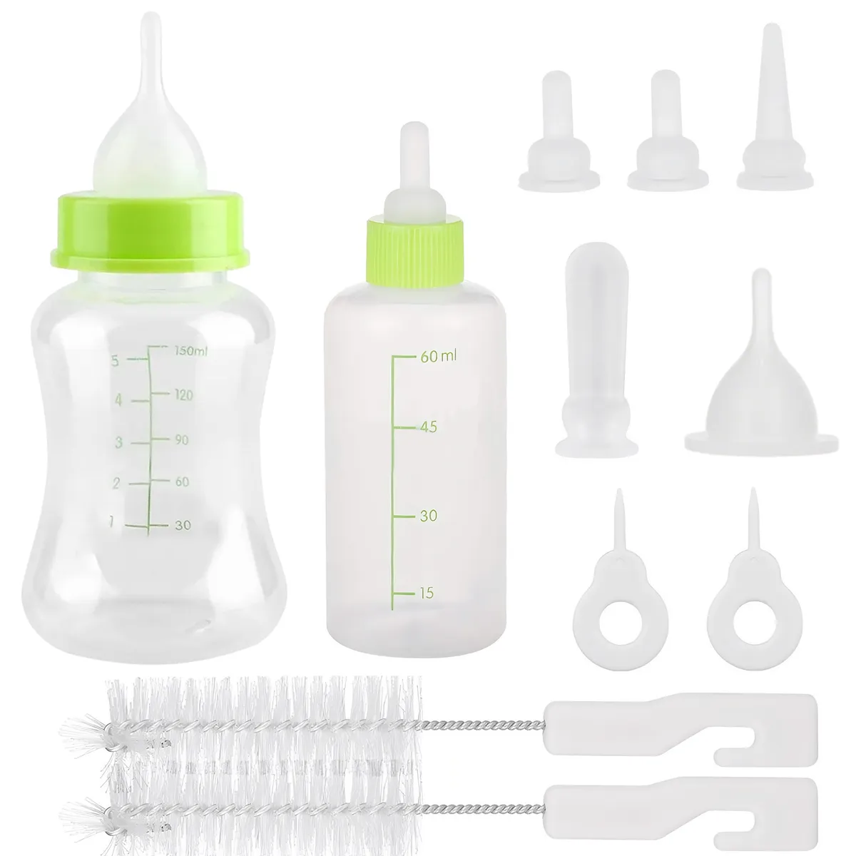 Newborn Puppy & Kitten Milk Bottle Set Pet Feeding Bottle Nursing Bottle - Green