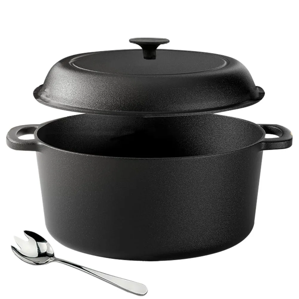4.0 Liters - Pre-Seasoned Cast Iron Dutch Oven Pot with Lid Dual Handle