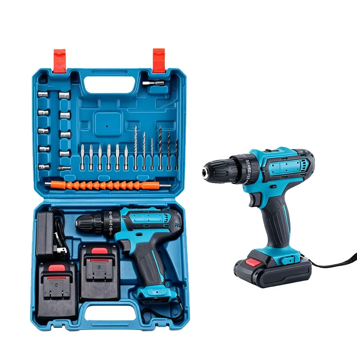 21V Electric Drill Set 24 Pieces With Two 1500Ah Lithium Battery