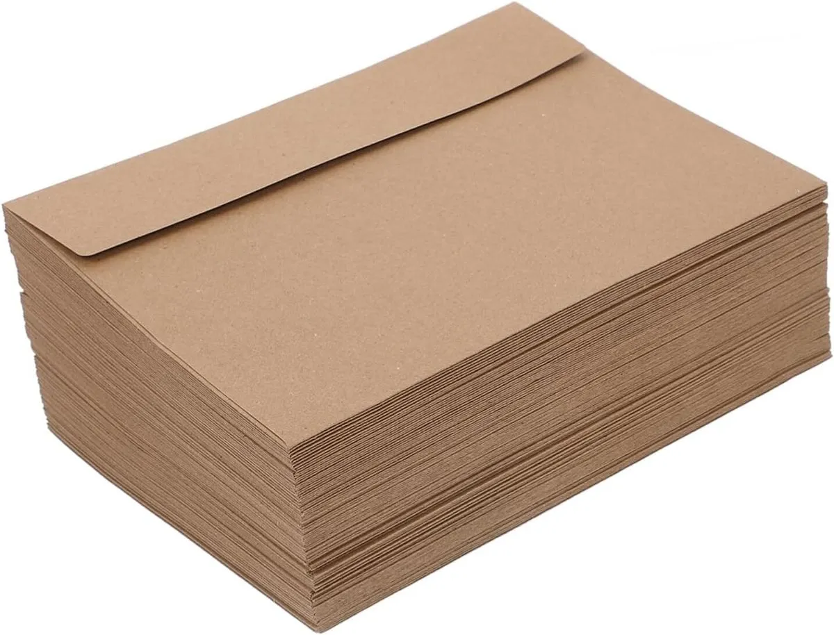 100pcs Self-adhesive Kraft Envelopes for Invitations Smooth Design Letter