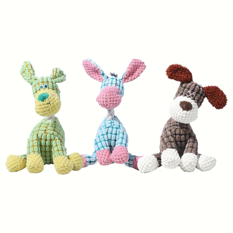 3 Pieces Dog Chew Toys Durable Plush Squeaky Pet Interactive Toys