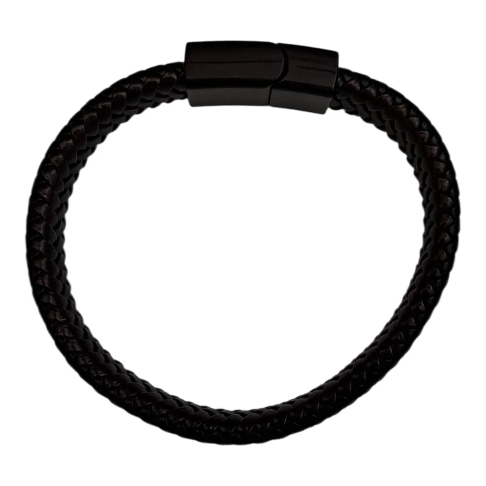 Gift Emporium Single-Braid Dark Leather Bracelet