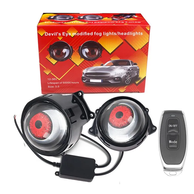 Lens LED Car Eye Lights Winking Lights Devil Eye 6 Modes Remote Controls
