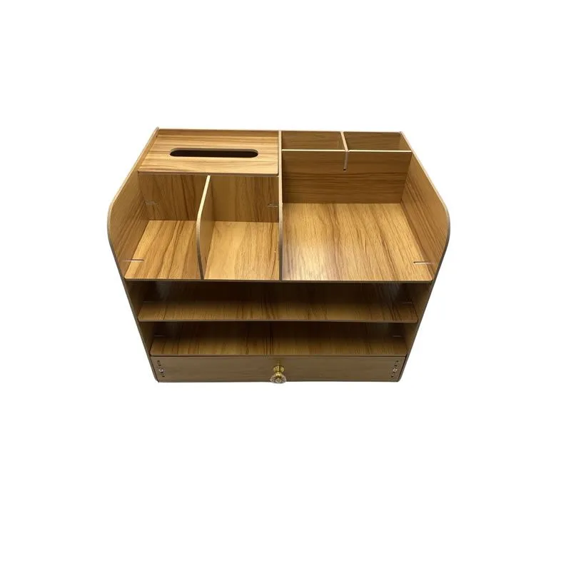 Multi-Compartment Wooden Desktop Stationery Organiser-GC-31