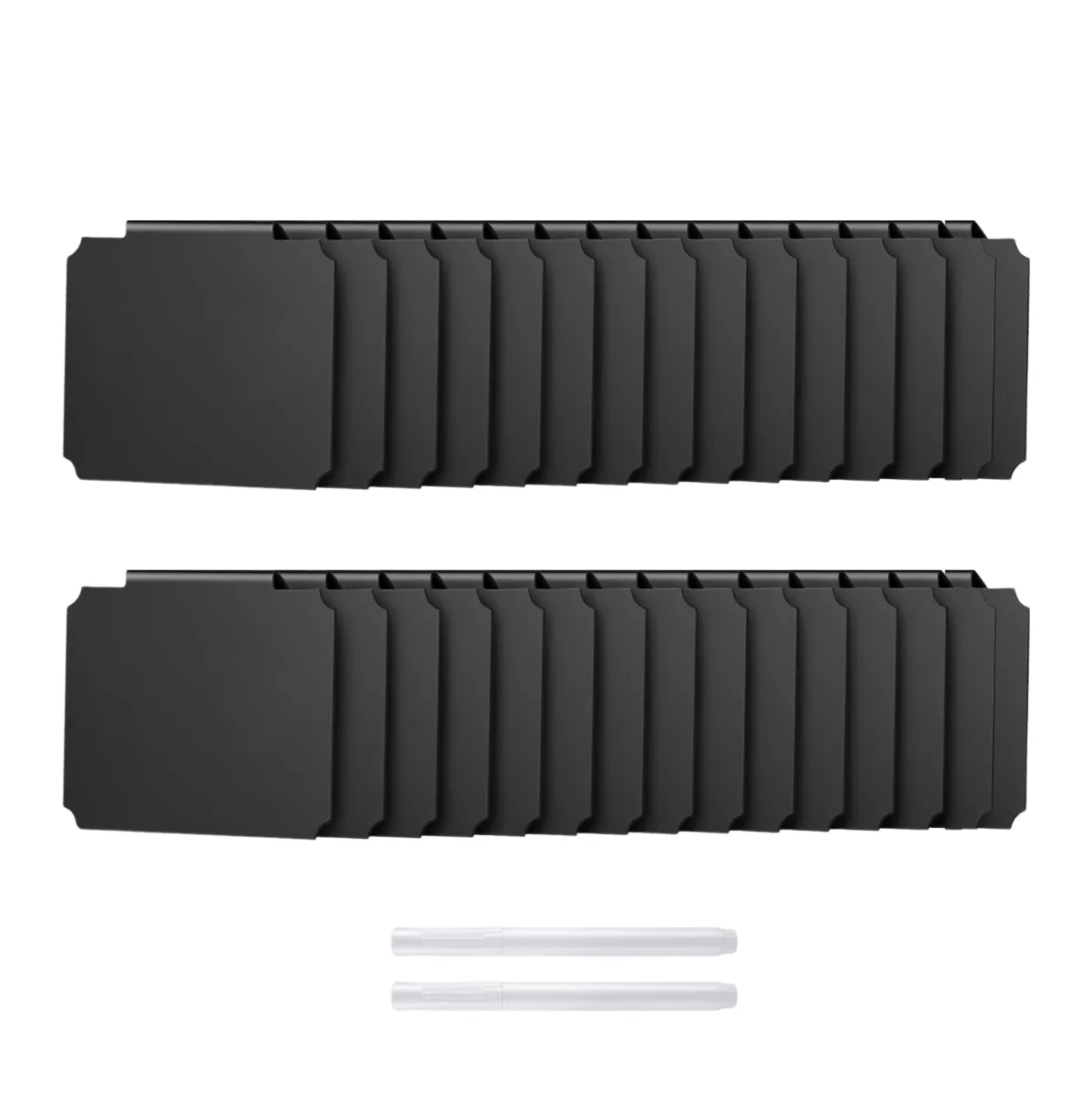 30 Piece Reusable Clip-On Label Set with Chalk Pens - Black